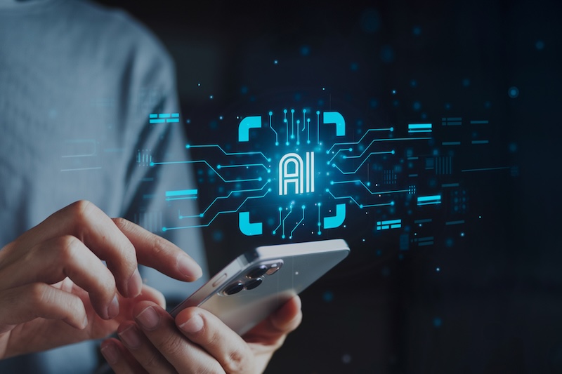 Mobiltelefon med AI text